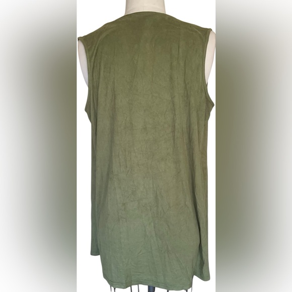 Coral Green Sleeveless Open Draped Cardigan Vest - Picture 3 of 3